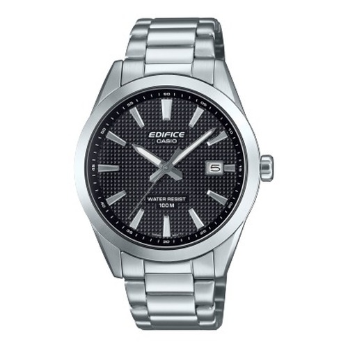 questa &egrave; l'immagine frontale dell'orologio casio edifice con quadrante nero con lavorazione Clous de Paris e movimento al quarzo